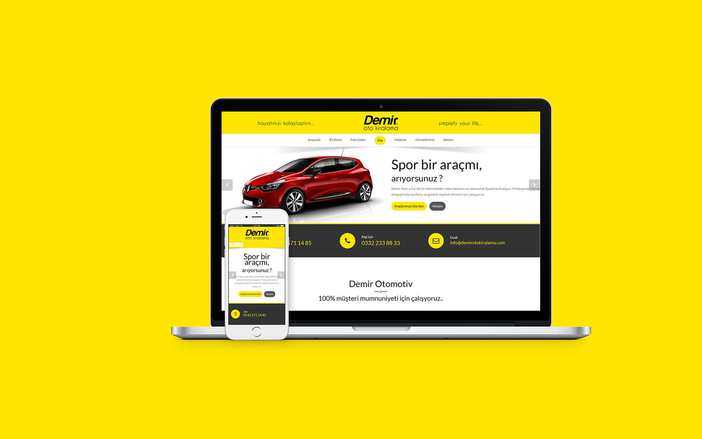 Demir Oto Kiralama Web Tasarım Çalışması